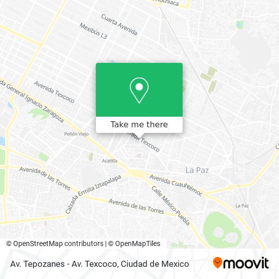 Av. Tepozanes - Av. Texcoco map