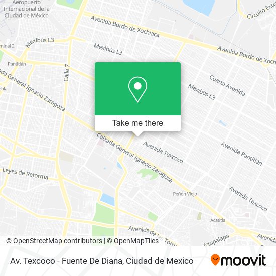 Av. Texcoco - Fuente De Diana map