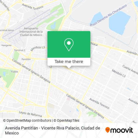 Avenida Pantitlán - Vicente Riva Palacio map