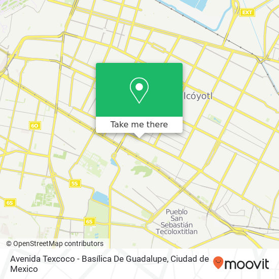 Mapa de Avenida Texcoco - Basílica De Guadalupe