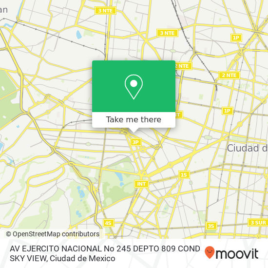 Mapa de AV  EJERCITO NACIONAL No  245  DEPTO  809  COND  SKY VIEW