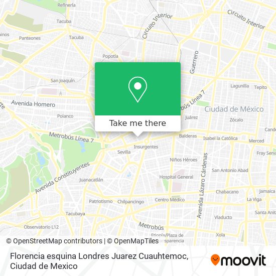 Florencia esquina Londres  Juarez  Cuauhtemoc map