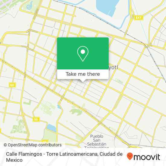 Mapa de Calle Flamingos - Torre Latinoamericana