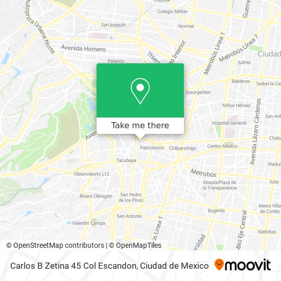 Carlos B  Zetina 45 Col  Escandon map