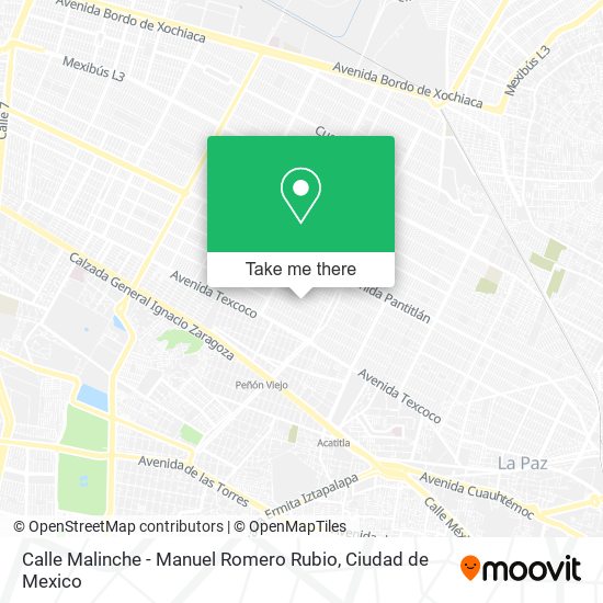 Calle Malinche - Manuel Romero Rubio map