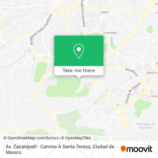 Mapa de Av. Zacatépetl - Camino A Santa Teresa