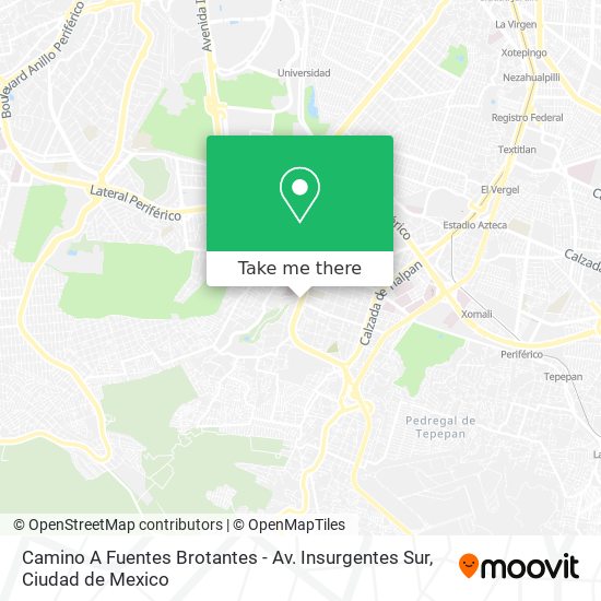 Camino A Fuentes Brotantes - Av. Insurgentes Sur map