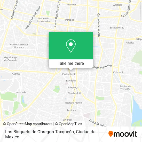 Los Bisquets de Obregon Taxqueña map