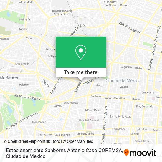 Estacionamiento Sanborns Antonio Caso COPEMSA map