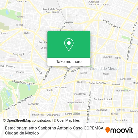 Estacionamiento Sanborns Antonio Caso COPEMSA map
