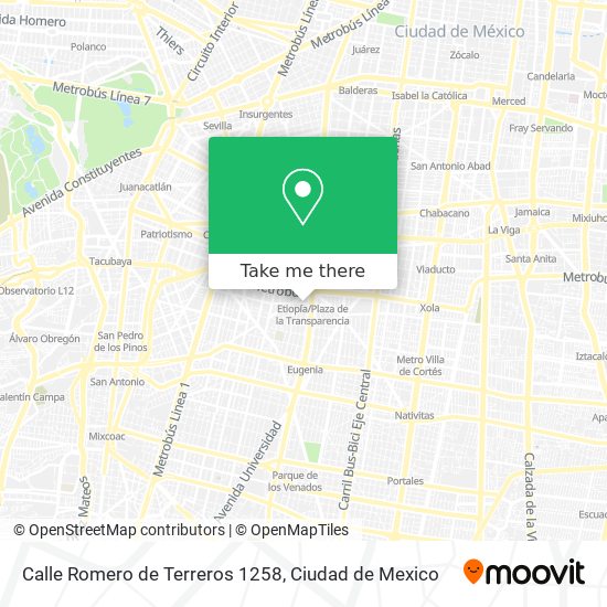 Mapa de Calle Romero de Terreros 1258
