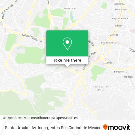 Santa Úrsula - Av. Insurgentes Sur map