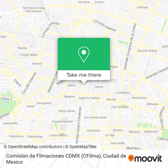 Mapa de Comisión de Filmaciones CDMX (CFilma)