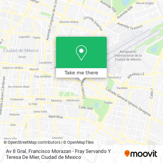 Av 8 Gral. Francisco Morazan - Fray Servando Y Teresa De Mier map