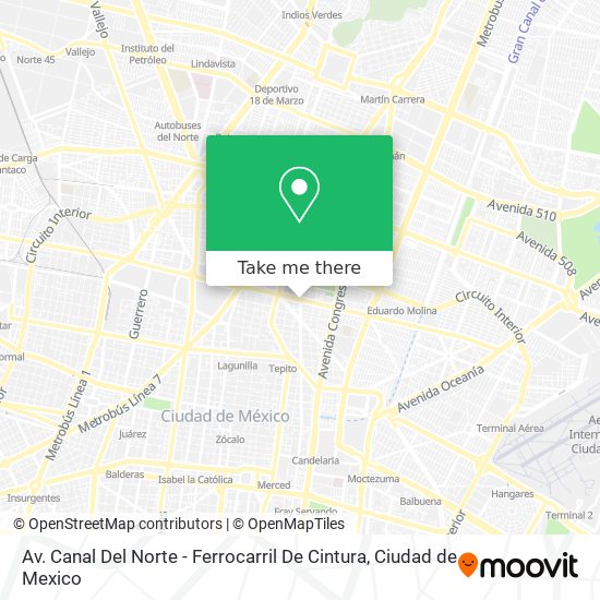 Av. Canal Del Norte - Ferrocarril De Cintura map