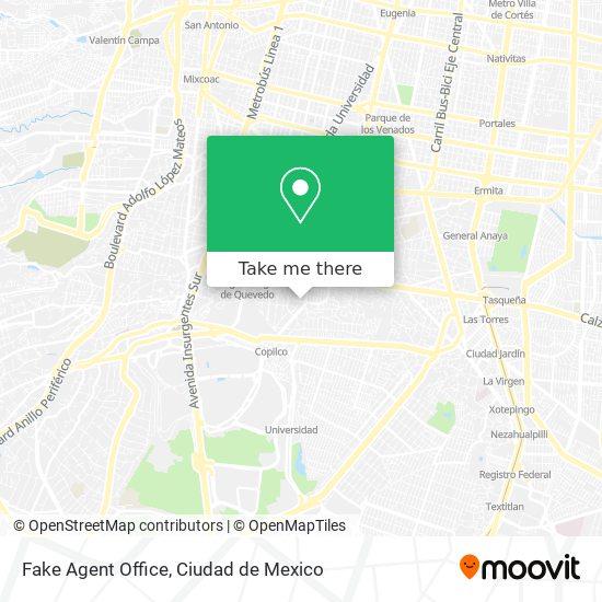 How to get to Fake Agent Office in Alvaro Obregón by Bus or Metro?