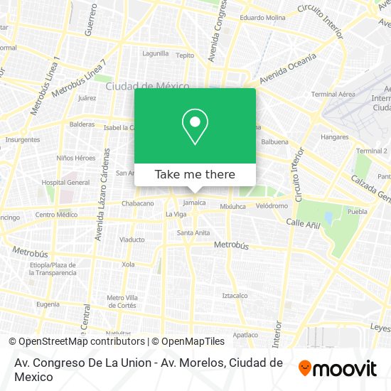 Av. Congreso De La Union - Av. Morelos map