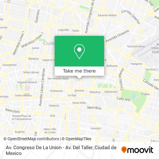 Av. Congreso De La Union - Av. Del Taller map