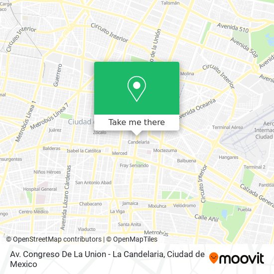 Av. Congreso De La Union - La Candelaria map