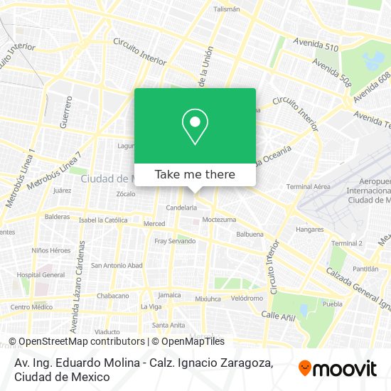 Av. Ing. Eduardo Molina - Calz. Ignacio Zaragoza map