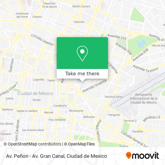 Av. Peñon - Av. Gran Canal map