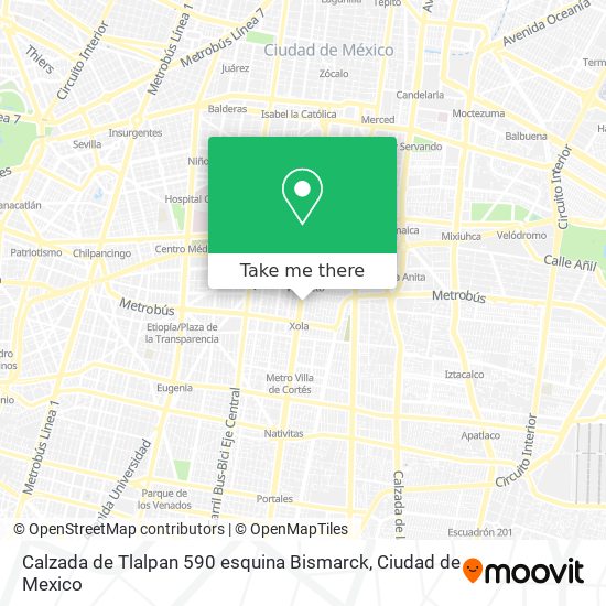Calzada de Tlalpan 590 esquina Bismarck map