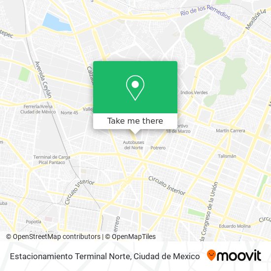 Estacionamiento Terminal Norte map