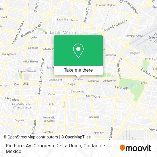 Rio Frio - Av. Congreso De La Union map