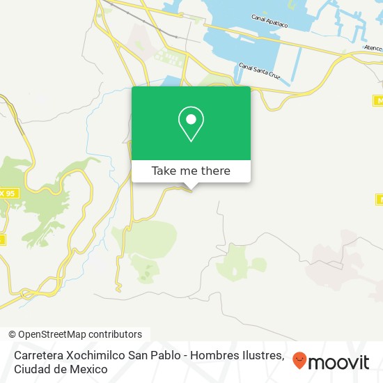 Mapa de Carretera Xochimilco San Pablo - Hombres Ilustres