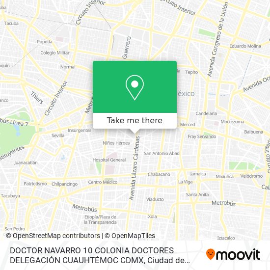 DOCTOR NAVARRO 10  COLONIA DOCTORES  DELEGACIÓN CUAUHTÉMOC  CDMX map