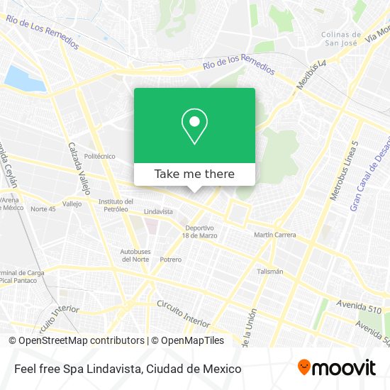 Mapa de Feel free Spa Lindavista