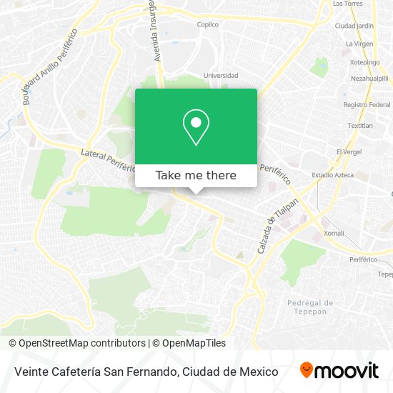 Veinte Cafetería San Fernando map