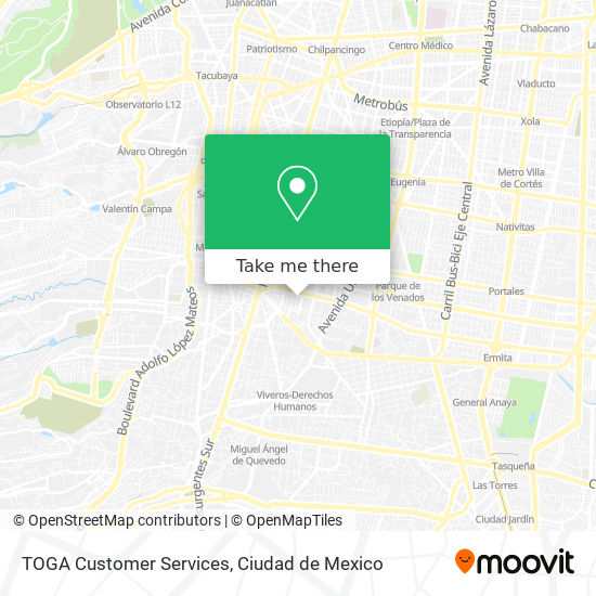 TOGA Customer Services map