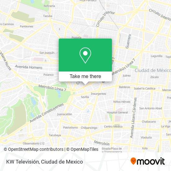 KW Televisión map