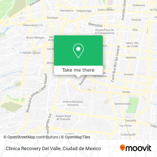 Mapa de Clinica Recovery Del Valle