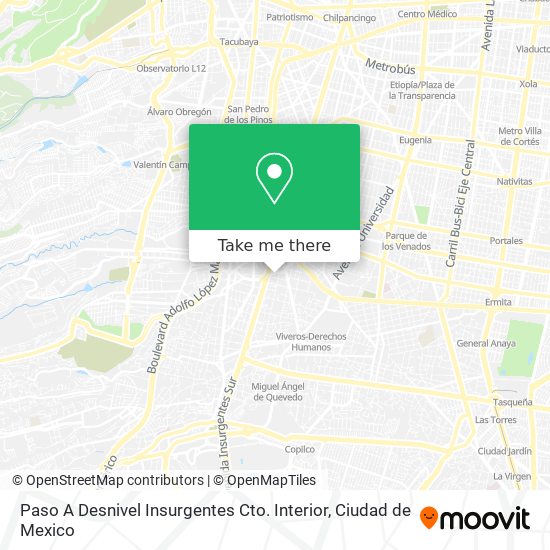 Paso A Desnivel Insurgentes Cto. Interior map