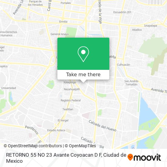 RETORNO 55  NO  23  Avante  Coyoacan   D F map