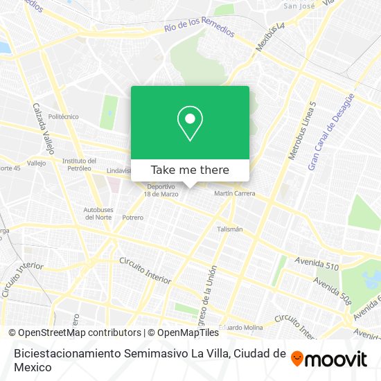 Biciestacionamiento Semimasivo La Villa map