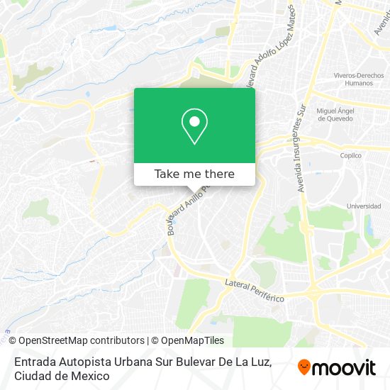 Mapa de Entrada Autopista Urbana Sur Bulevar De La Luz