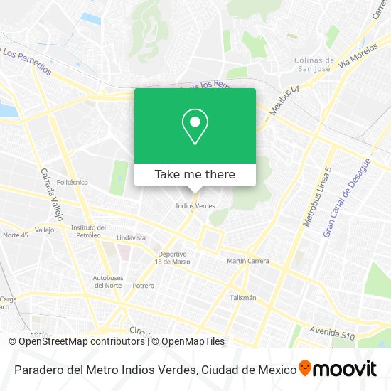 Paradero del Metro Indios Verdes map