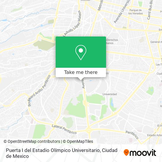 Puerta I del Estadio Olímpico Universitario map