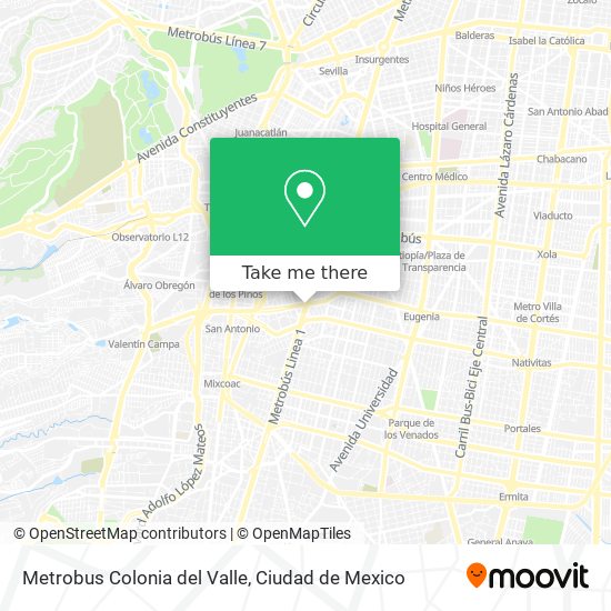 Metrobus Colonia del Valle map
