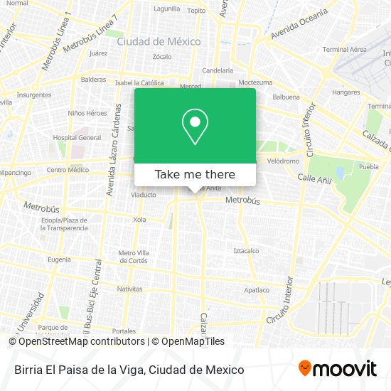 How to get to Birria El Paisa de la Viga in Cuauhtémoc by Bus or Metro?