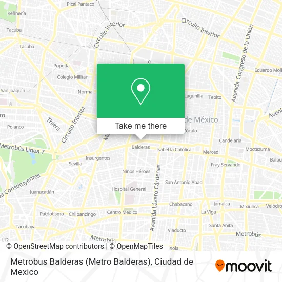Mapa de Metrobus Balderas (Metro Balderas)