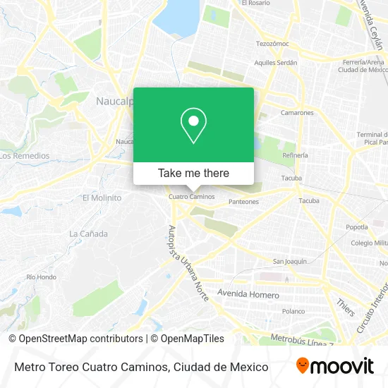 Metro Toreo Cuatro Caminos map