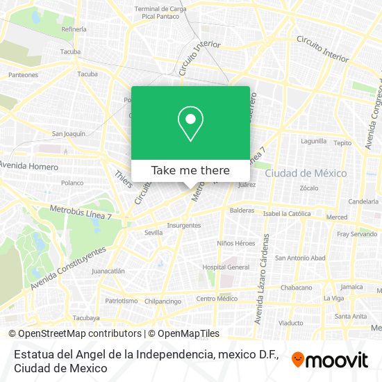 Mapa de Estatua del Angel de la Independencia, mexico D.F.