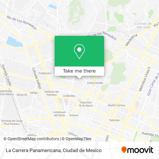 How to get to La Carrera Panamericana in Gustavo A. Madero by Bus or Metro?