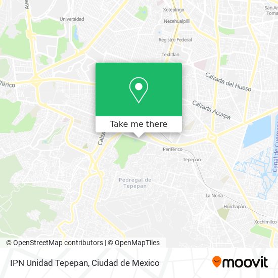 IPN Unidad Tepepan map