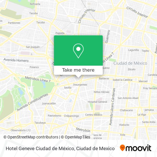 Mapa de Hotel Geneve Ciudad de México