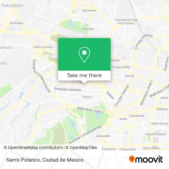 How to get to Sam's Polanco in Naucalpan De Juárez by Bus or Metro?